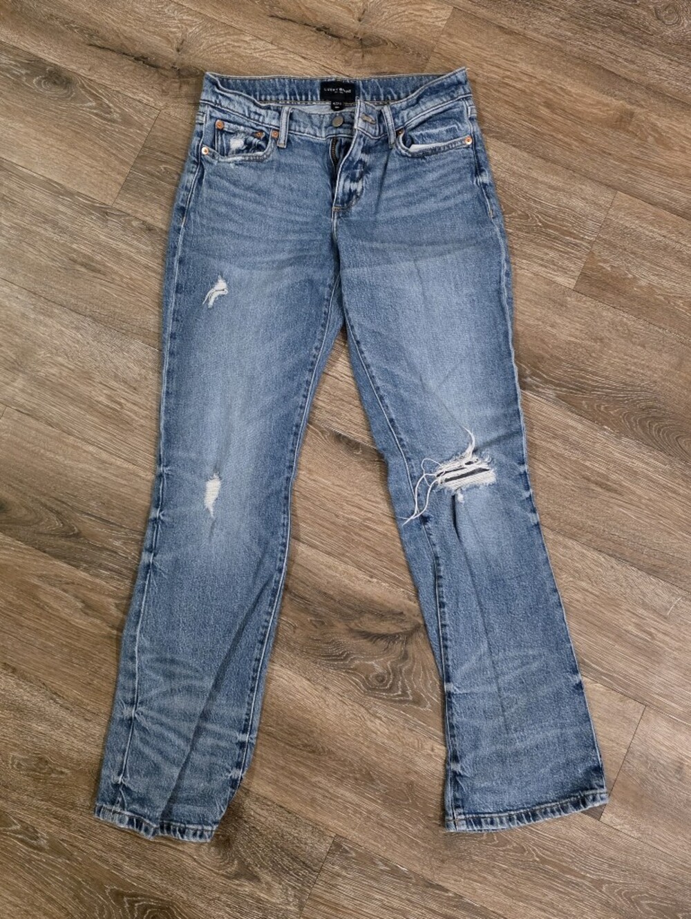 Lucky Brand Medium Blue Distressed Women's Boot Cut Jeans